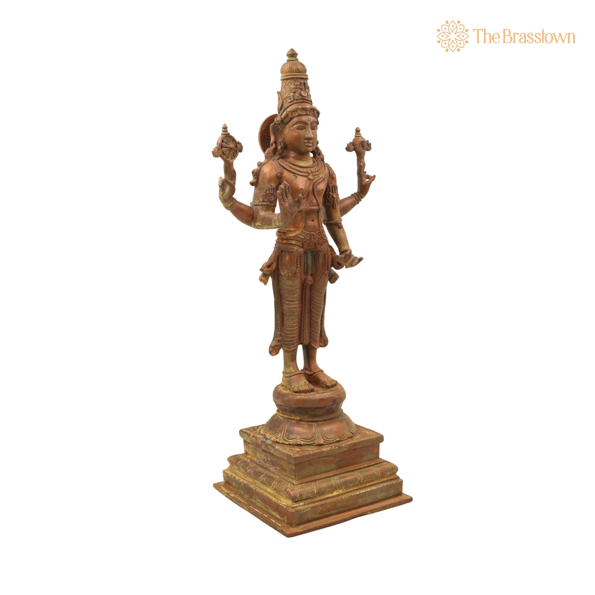 Handmade Panchaloha Vishnu Idol – Bronze Narayana Murti for Puja, Home Mandir &amp; Décor 17.5 Inch 2