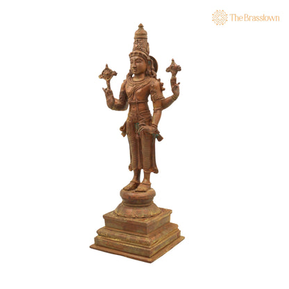 Handmade Panchaloha Vishnu Idol – Bronze Narayana Murti for Puja, Home Mandir &amp; Décor 17.5 Inch 3