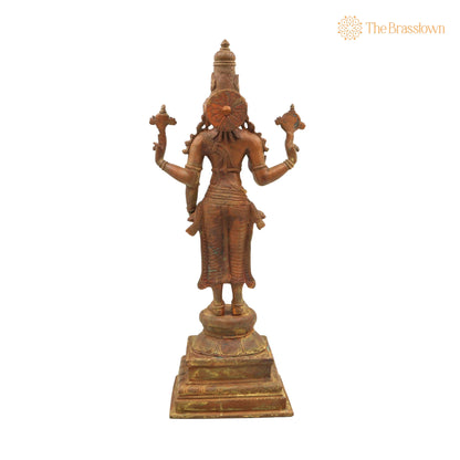 Handmade Panchaloha Vishnu Idol – Bronze Narayana Murti for Puja, Home Mandir &amp; Décor 17.5 Inch 4