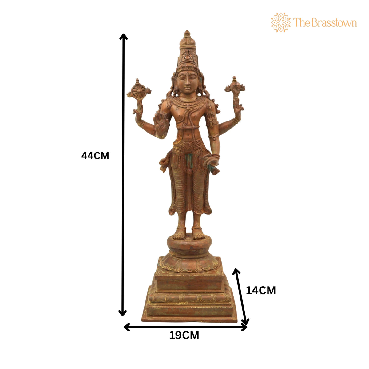 Handmade Panchaloha Vishnu Idol – Bronze Narayana Murti for Puja, Home Mandir &amp; Décor 17.5 Inch 5