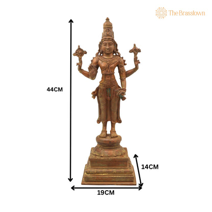 Handmade Panchaloha Vishnu Idol – Bronze Narayana Murti for Puja, Home Mandir &amp; Décor 17.5 Inch 5