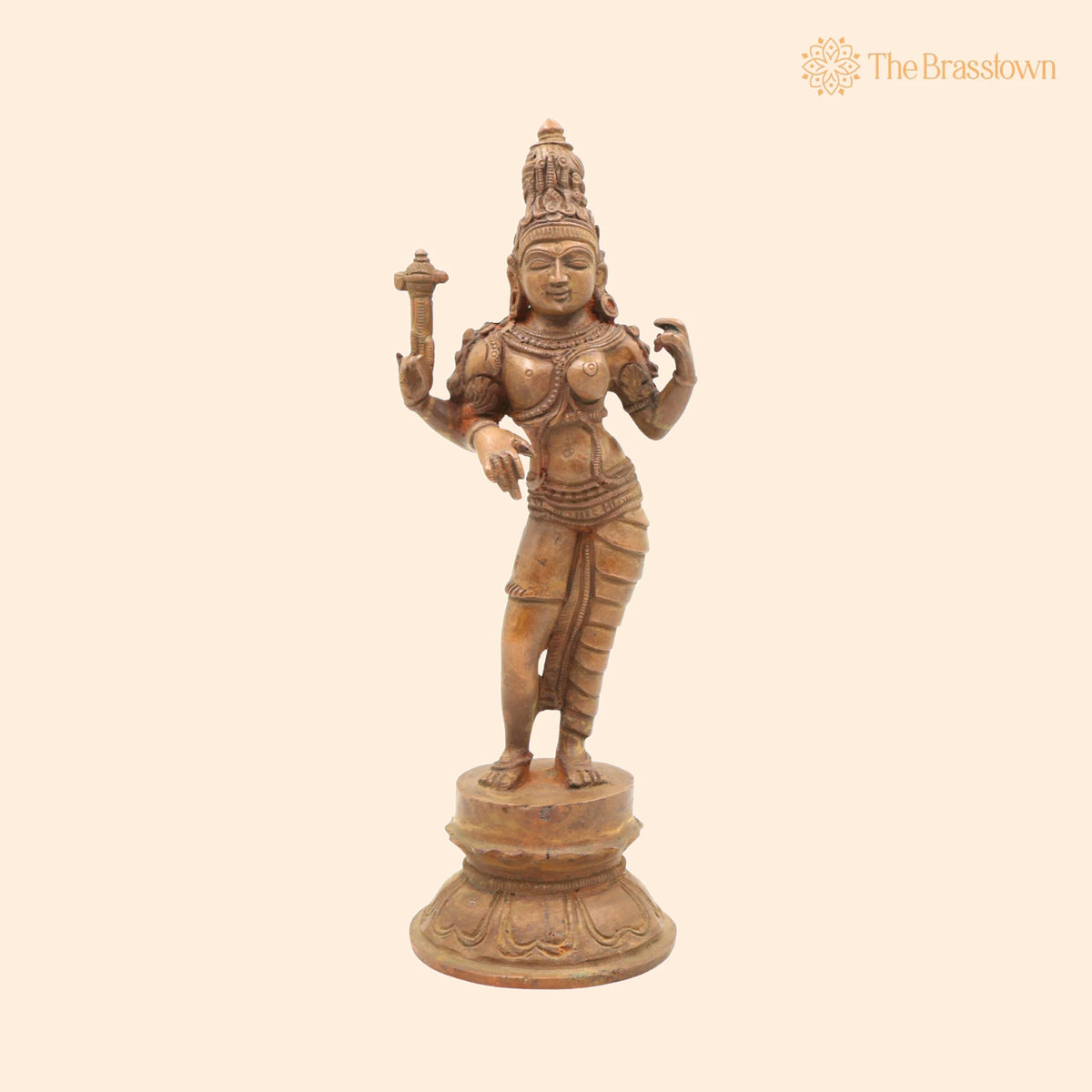 Bronze Ardhanarishvara Idol – Handcrafted Ardhanari Shiva Parvati Murti, Panchaloha / Chola Art Statue for Temple &amp; Home Décor 9 Inch 1