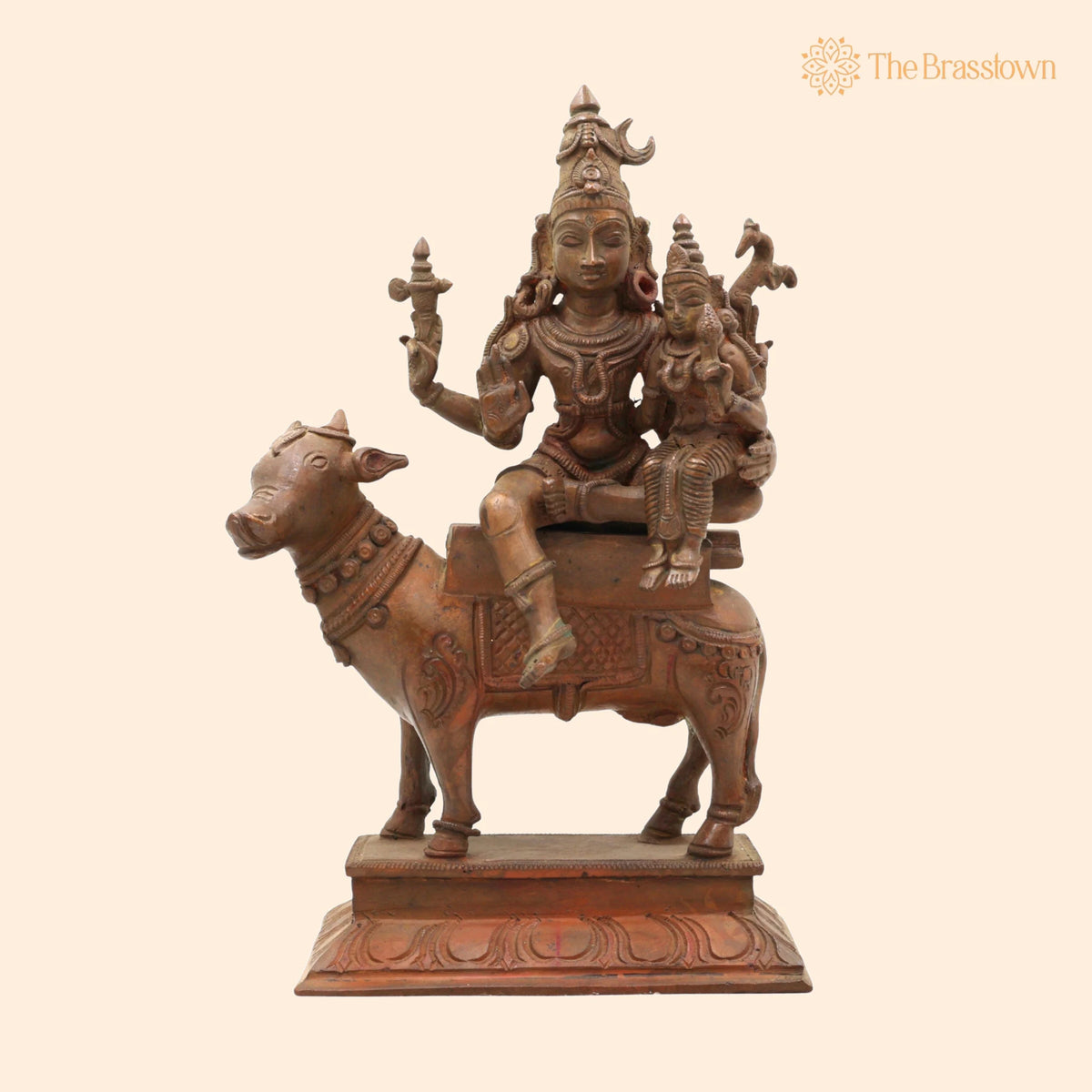 Handmade Panchaloha Bronze Shiva Parvati Idol – Chola Art Temple Sculpture, Shiva Shakti Figurine for Pooja &amp; Home Décor 9 Inch 1