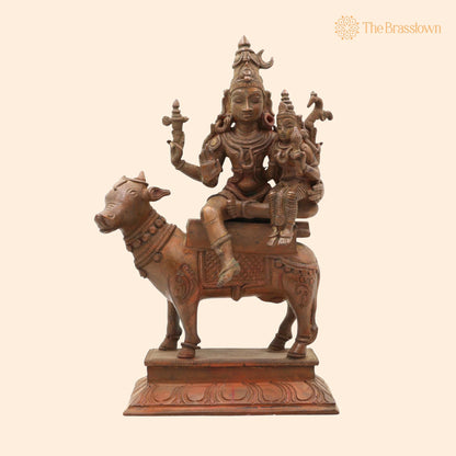 Handmade Panchaloha Bronze Shiva Parvati Idol – Chola Art Temple Sculpture, Shiva Shakti Figurine for Pooja &amp; Home Décor 9 Inch 1