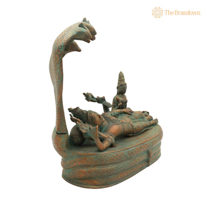 Handcrafted Panchaloha Bronze Padmanabha Idol – Anantha Padmanabha Murti for Puja, Home Mandir &amp; Décor 10.5 Inch 2