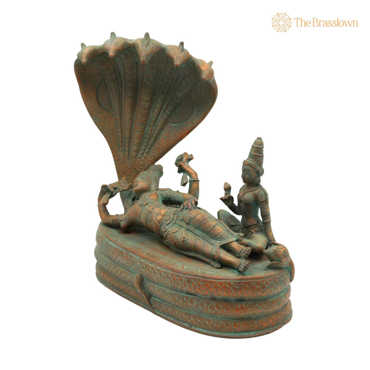 Handcrafted Panchaloha Bronze Padmanabha Idol – Anantha Padmanabha Murti for Puja, Home Mandir &amp; Décor 10.5 Inch 3