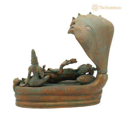 Handcrafted Panchaloha Bronze Padmanabha Idol – Anantha Padmanabha Murti for Puja, Home Mandir &amp; Décor 10.5 Inch 4