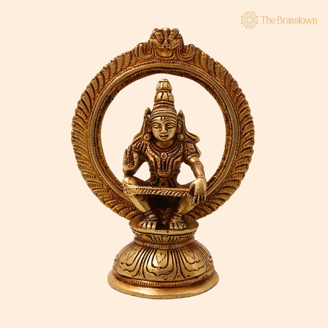 Handcrafted Brass Lord Ayyappa Idol – Dharmasastha Sculpture for Home, Temple Décor, Pooja, Gifts, Spiritual Blessings, Good Luck 6 Inch 1