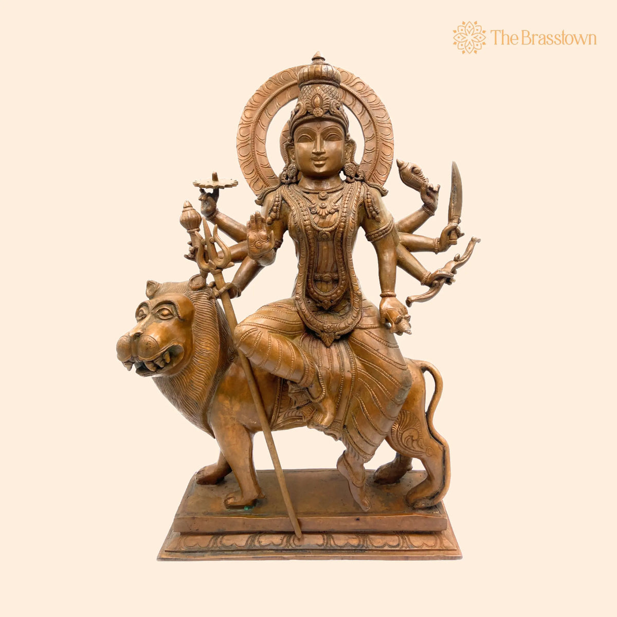 Bronze Durga Idol – Panchaloha Maa Durga Murti, Navadurga Statue, Handmade Chola Art Goddess Durga for Pooja &amp; Temple Décor 19 Inch 1