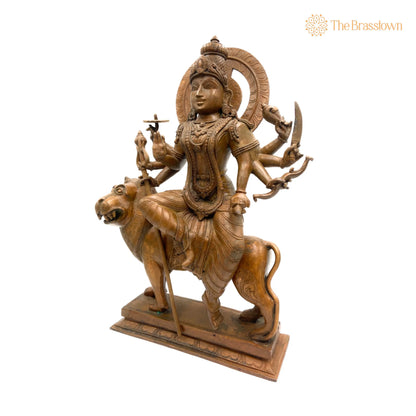 Bronze Durga Idol – Panchaloha Maa Durga Murti, Navadurga Statue, Handmade Chola Art Goddess Durga for Pooja &amp; Temple Décor 19 Inch 2
