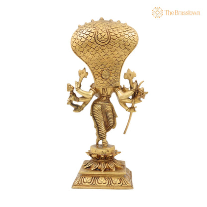 Brass Ashta Bhuja Krishna Idol with Naga Aura – Handcrafted Shree Krishna Murti, Kanha Moorti, Govinda Statue for Home Temple Pooja &amp; Décor 11 Inch 4