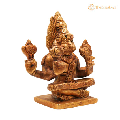 Brass Yoga Narasimha Idol – Handcrafted Yoga-Narasingh Statue, Narsimha Murthi, Narasingh Vigraha for Puja, Home Mandir &amp; Décor 4.5 Inch 2