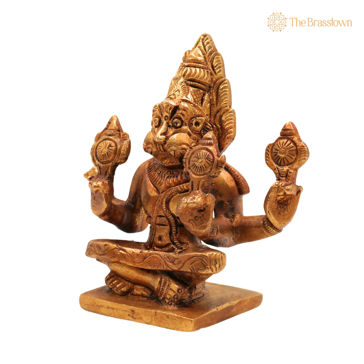Brass Yoga Narasimha Idol – Handcrafted Yoga-Narasingh Statue, Narsimha Murthi, Narasingh Vigraha for Puja, Home Mandir &amp; Décor 4.5 Inch 3