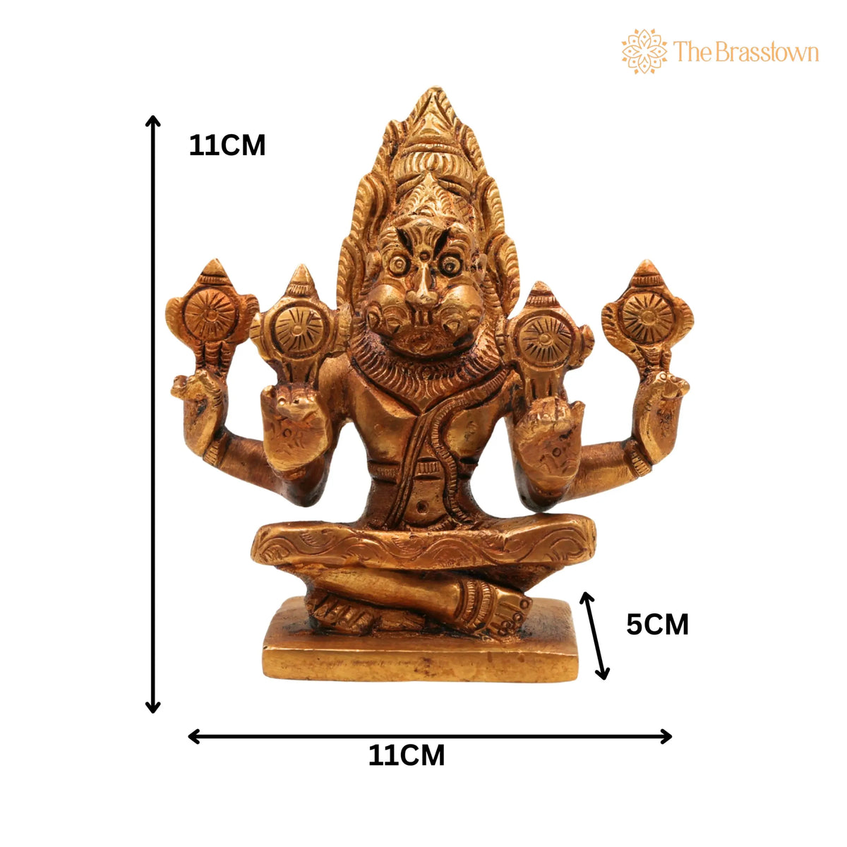 Brass Yoga Narasimha Idol – Handcrafted Yoga-Narasingh Statue, Narsimha Murthi, Narasingh Vigraha for Puja, Home Mandir &amp; Décor 4.5 Inch 5