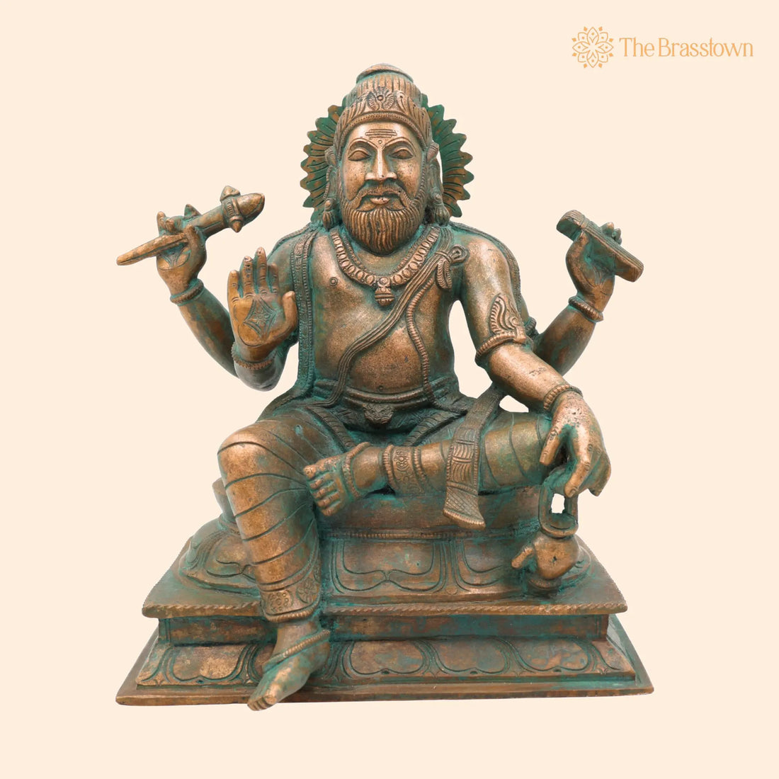 Bronze Vishwakarma Idol – Panchaloha &amp; Chola Art Handmade Vishvakarma Murti, Vishwakarma Devta Statue for Pooja &amp; Temple Décor 9 Inch 1