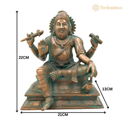 Bronze Vishwakarma Idol – Panchaloha &amp; Chola Art Handmade Vishvakarma Murti, Vishwakarma Devta Statue for Pooja &amp; Temple Décor 9 Inch 5