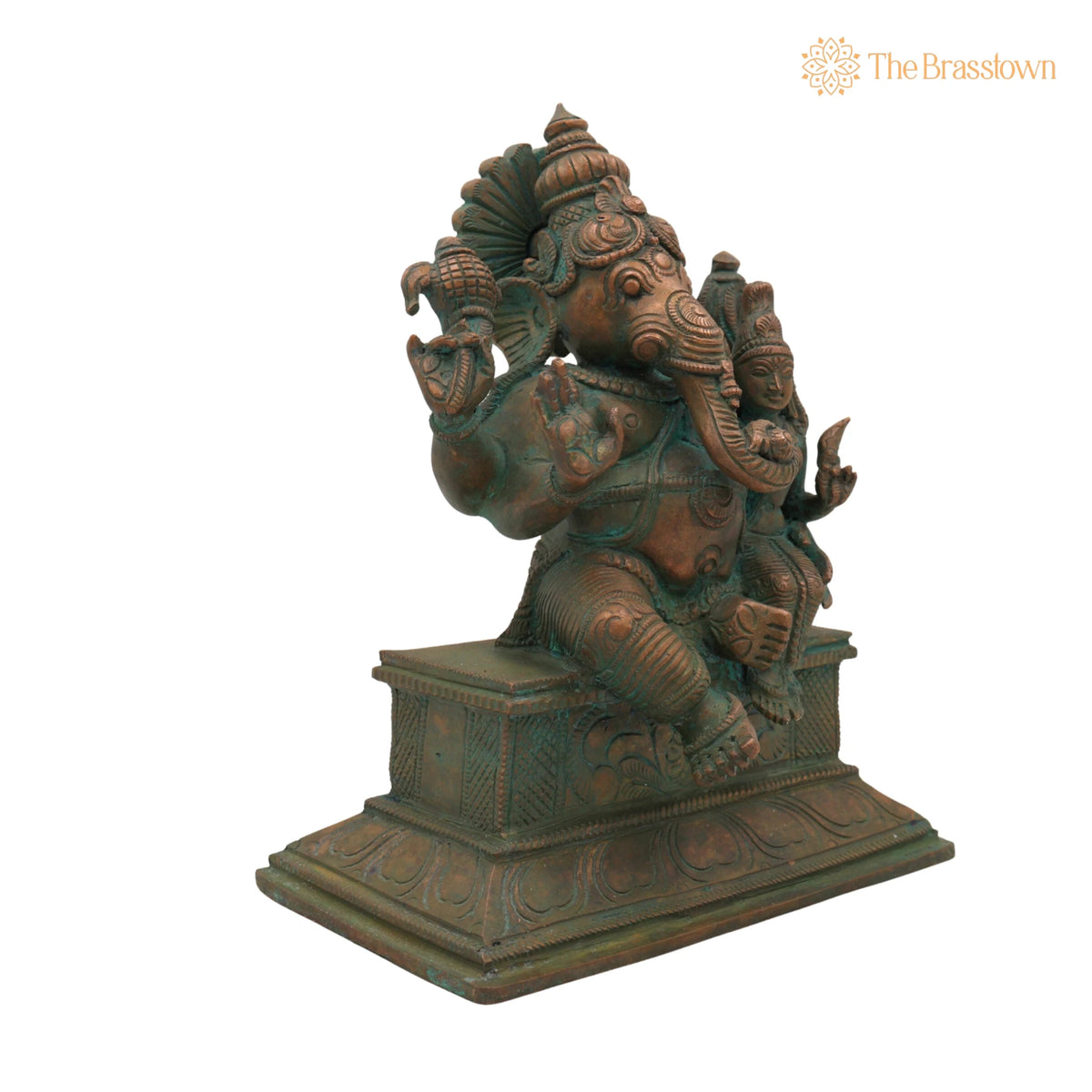 Handmade Panchaloha Ganesha with Siddhi – Bronze Eka Patni Ganesh Statue, Ganpati Idol, Vinayaka Ganesh Murti for Home 8 Inch 2