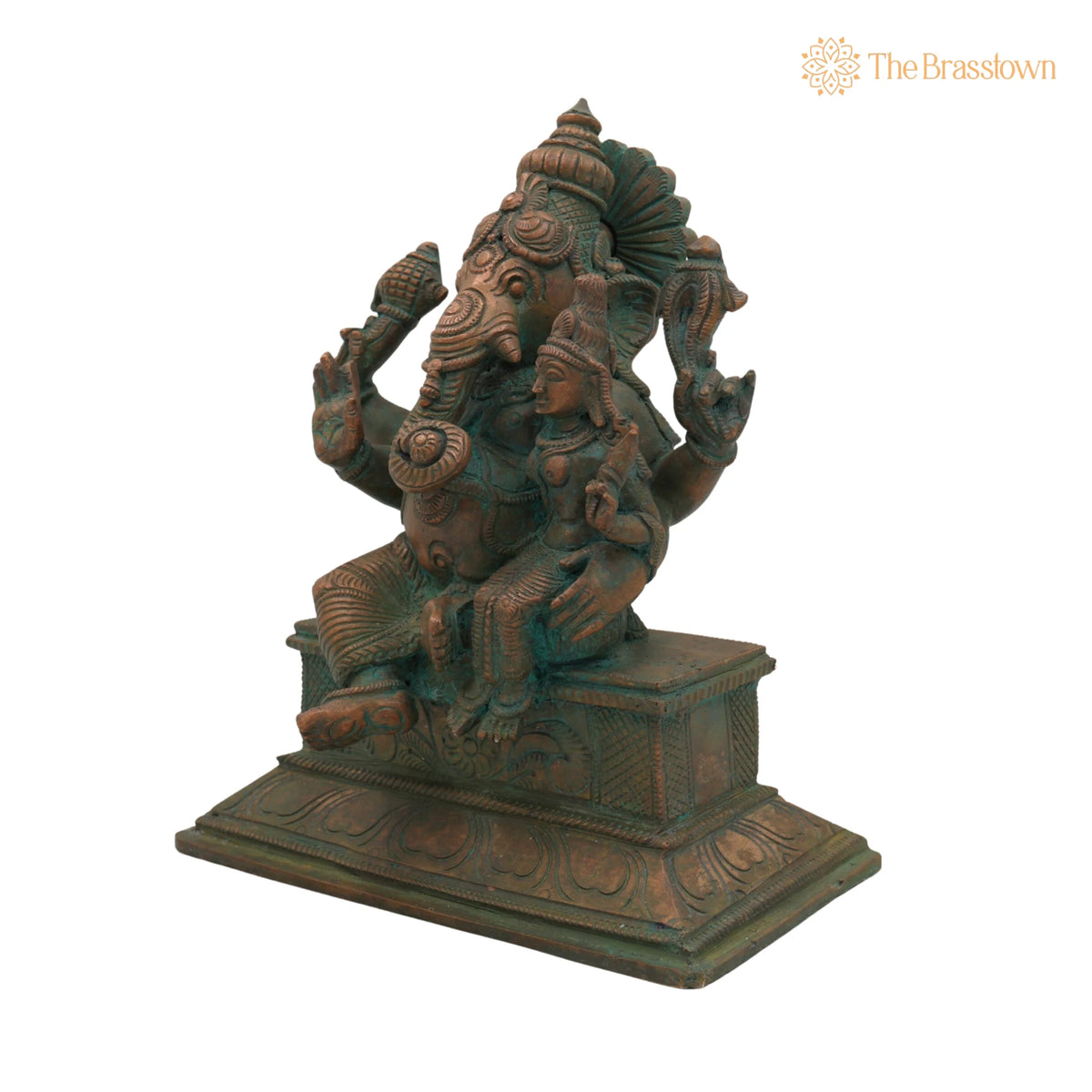 Handmade Panchaloha Ganesha with Siddhi – Bronze Eka Patni Ganesh Statue, Ganpati Idol, Vinayaka Ganesh Murti for Home 8 Inch 3