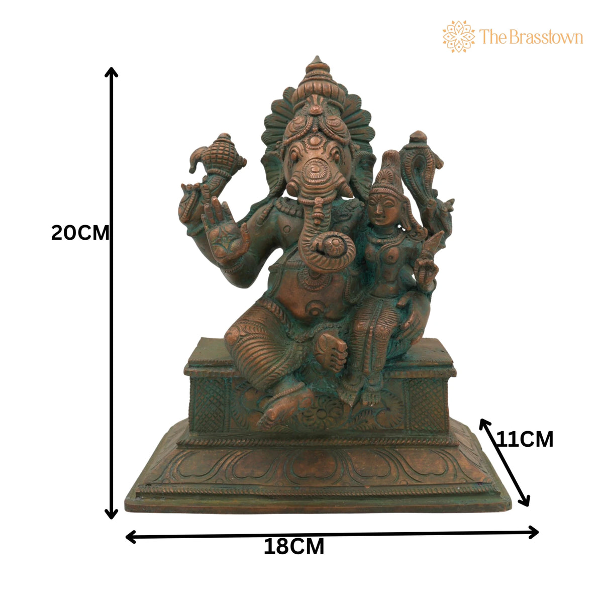 Handmade Panchaloha Ganesha with Siddhi – Bronze Eka Patni Ganesh Statue, Ganpati Idol, Vinayaka Ganesh Murti for Home 8 Inch 5