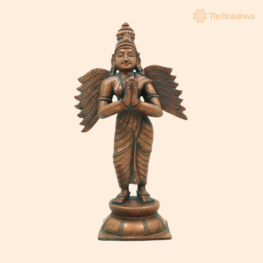 Handcrafted Bronze Garuda Dev Idol – Vishnu Vahana Suparna Garuda Swamy Sculpture in Panchaloha for Temple &amp; Home Décor 10.5 Inch 1