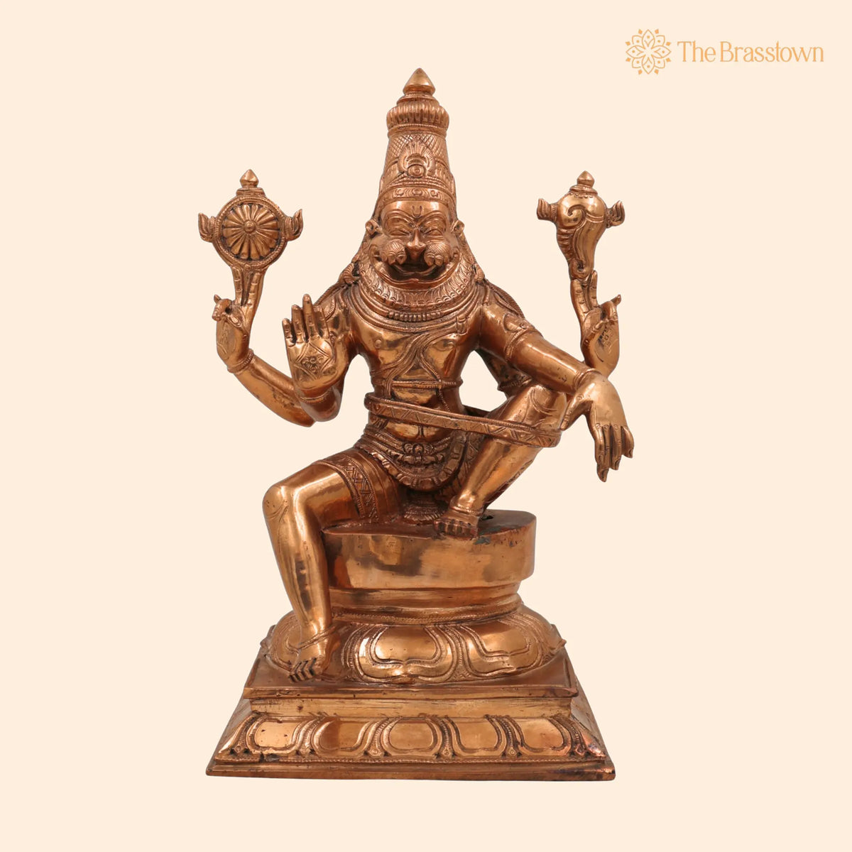 Handcrafted Bronze Yoga Narasimha Idol – Panchaloha Lord Narasingha Statue for Pooja, Home, Temple &amp; Meditation Décor 12 Inch 1