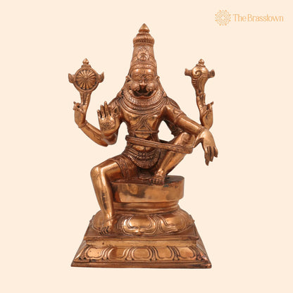 Handcrafted Bronze Yoga Narasimha Idol – Panchaloha Lord Narasingha Statue for Pooja, Home, Temple &amp; Meditation Décor 12 Inch 1