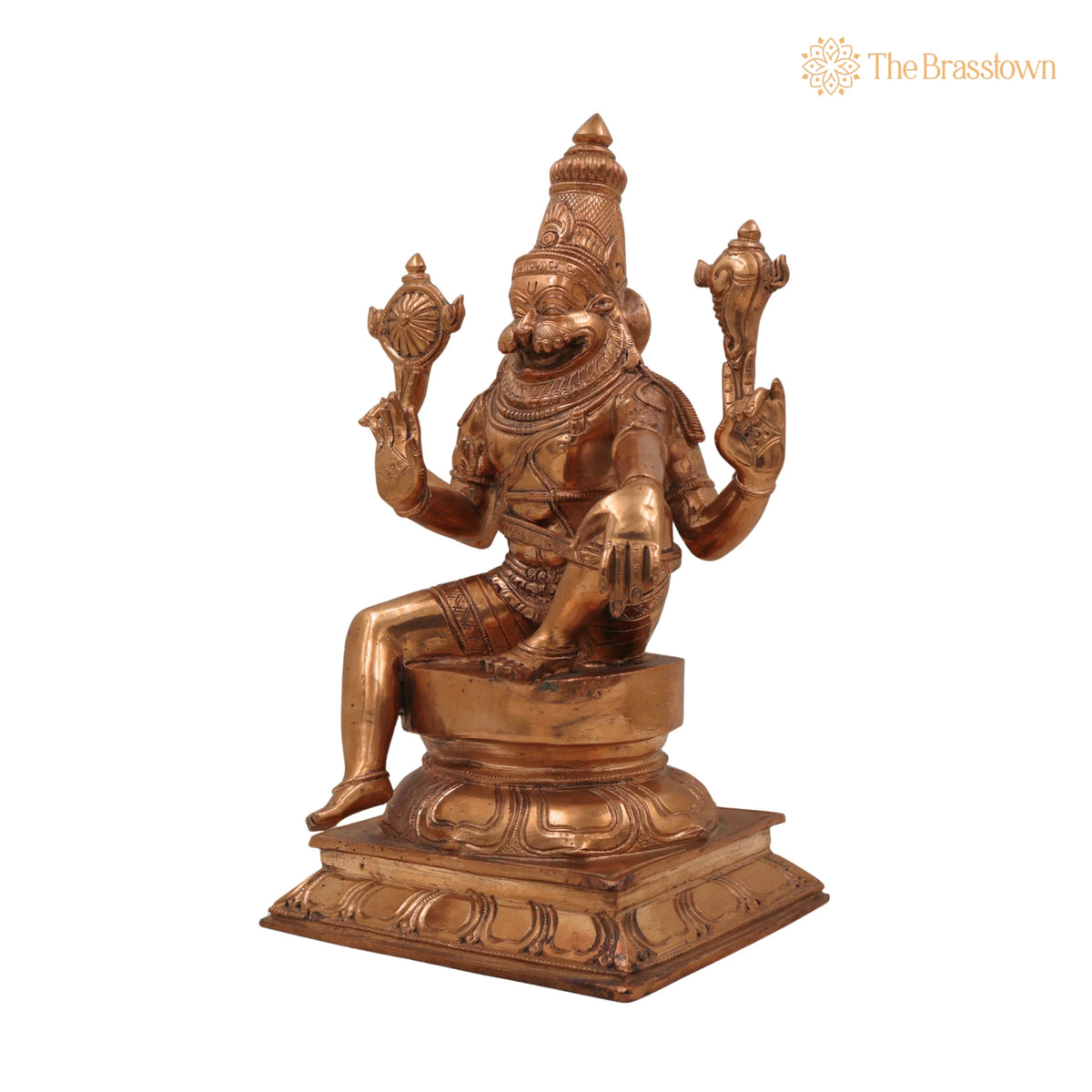Handcrafted Bronze Yoga Narasimha Idol – Panchaloha Lord Narasingha Statue for Pooja, Home, Temple &amp; Meditation Décor 12 Inch 3