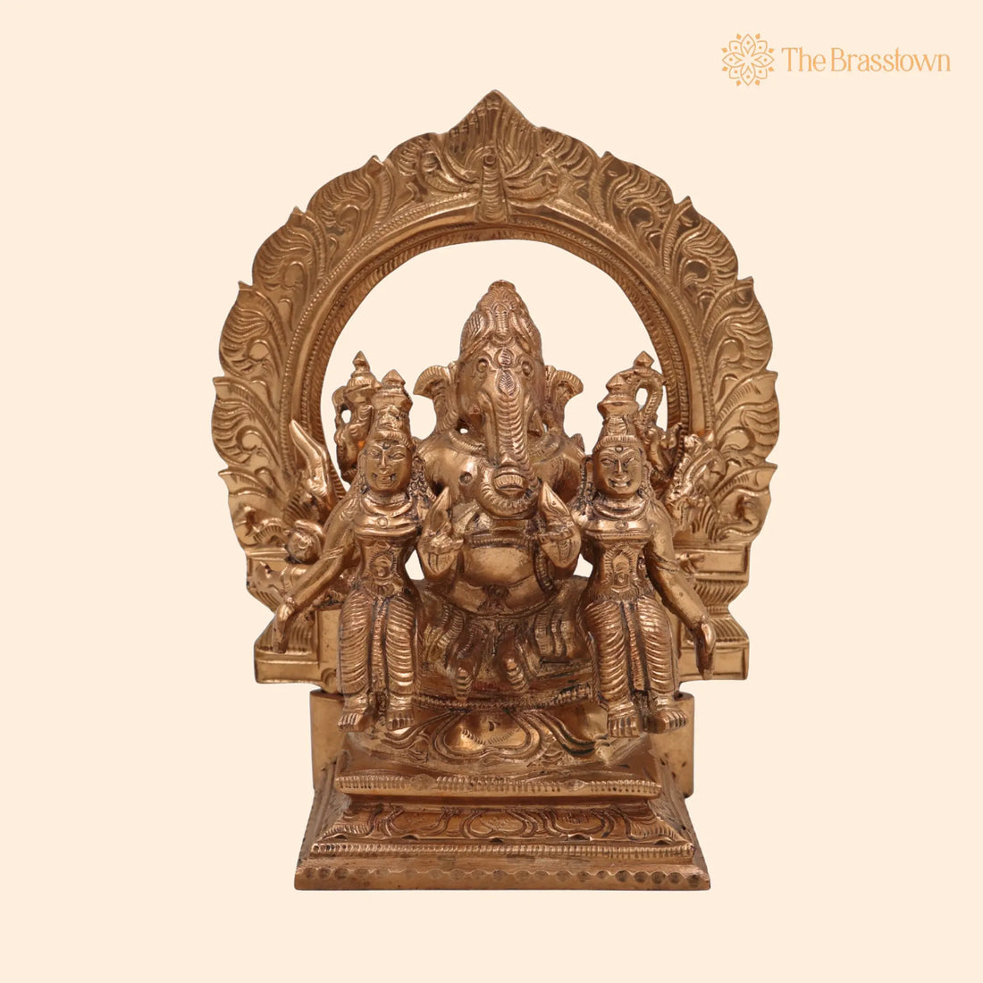 Handcrafted Panchaloha Riddhi Siddhi Ganesha Idol – Bronze Ganapati Vinayaka Statue, Vighnaharta Ganesh Murti for Home 6.5 Inch 1