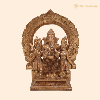 Handcrafted Panchaloha Riddhi Siddhi Ganesha Idol – Bronze Ganapati Vinayaka Statue, Vighnaharta Ganesh Murti for Home 6.5 Inch 1