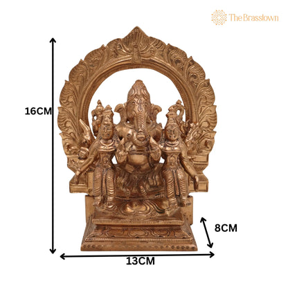 Handcrafted Panchaloha Riddhi Siddhi Ganesha Idol – Bronze Ganapati Vinayaka Statue, Vighnaharta Ganesh Murti for Home 6.5 Inch 5