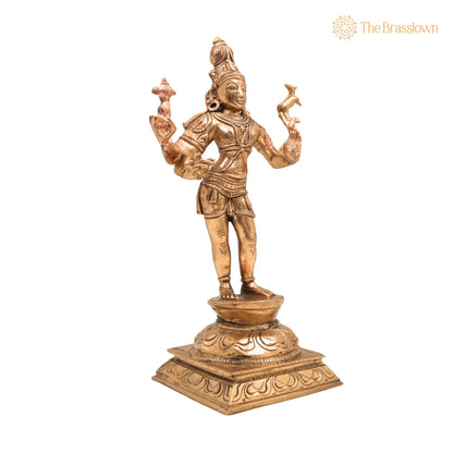 Panchaloha Bronze Shiva Idol – Mahadev Murti, Bholenath Statue, Handmade Chola Art for Temple &amp; Home Décor 10 Inch 2