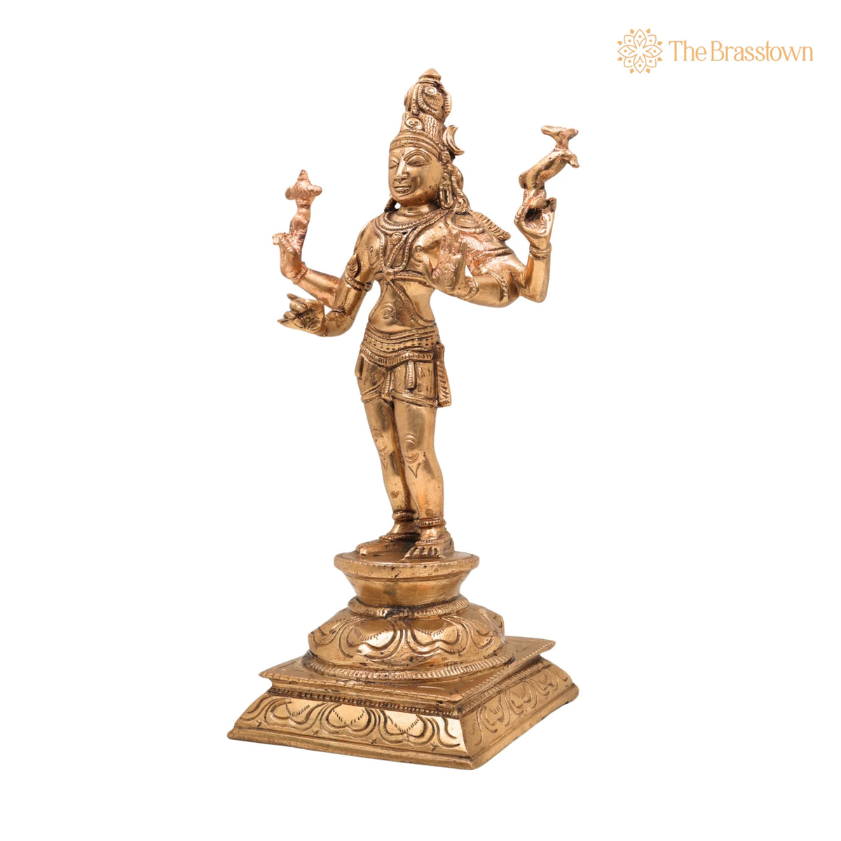 Panchaloha Bronze Shiva Idol – Mahadev Murti, Bholenath Statue, Handmade Chola Art for Temple &amp; Home Décor 10 Inch 3