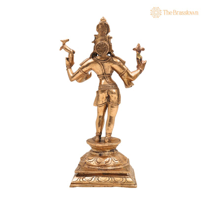Panchaloha Bronze Shiva Idol – Mahadev Murti, Bholenath Statue, Handmade Chola Art for Temple &amp; Home Décor 10 Inch 4