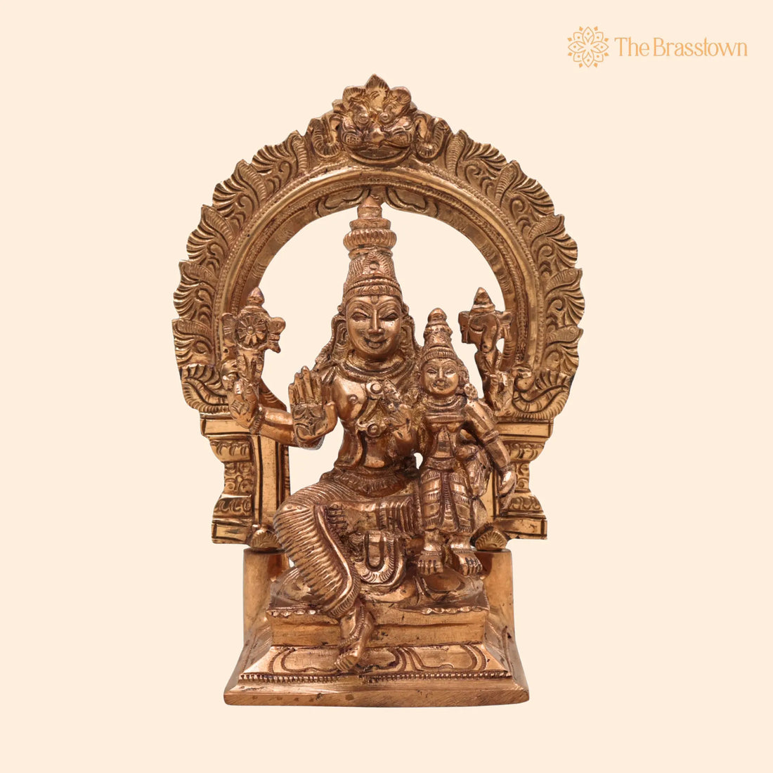 Vishnu Lakshmi with Prabhavali Bronze Panchaloha Idol – Handcrafted Traditional Temple Arch 7 Inch 1