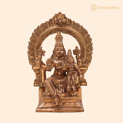 Vishnu Lakshmi with Prabhavali Bronze Panchaloha Idol – Handcrafted Traditional Temple Arch 7 Inch 1