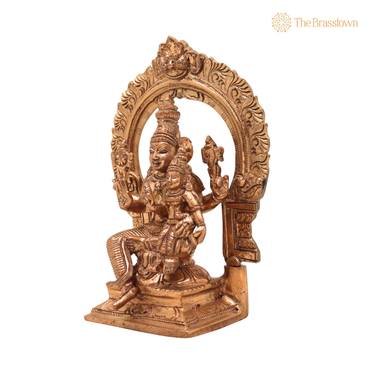 Vishnu Lakshmi with Prabhavali Bronze Panchaloha Idol – Handcrafted Traditional Temple Arch 7 Inch 3