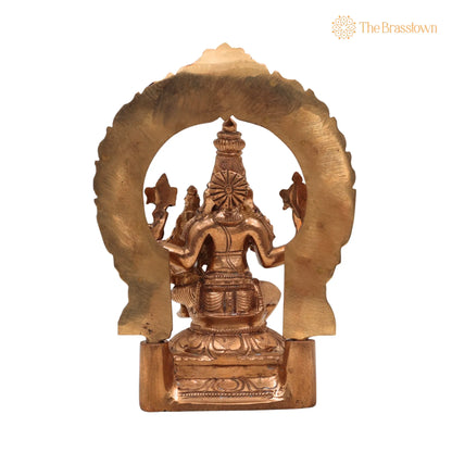 Vishnu Lakshmi with Prabhavali Bronze Panchaloha Idol – Handcrafted Traditional Temple Arch 7 Inch 4