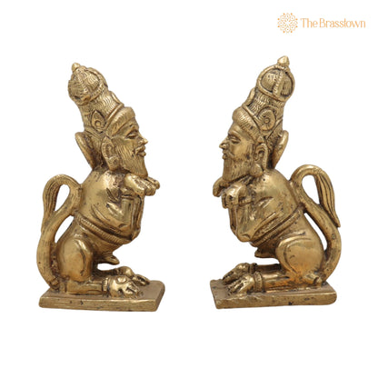 Handcrafted Bronze Purushamruga Yali Idol – Panchaloha Vyala Simhamukha Shardula Chola Art Temple Sculpture for Vastu &amp; Home Décor 3 Inch 3