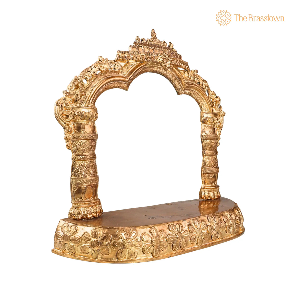 Panchaloha Bronze Mandapam with Prabhavali – Handmade Pooja Chowki, Singhasan Peetha, God Idol Pedestal 15 Inch 2