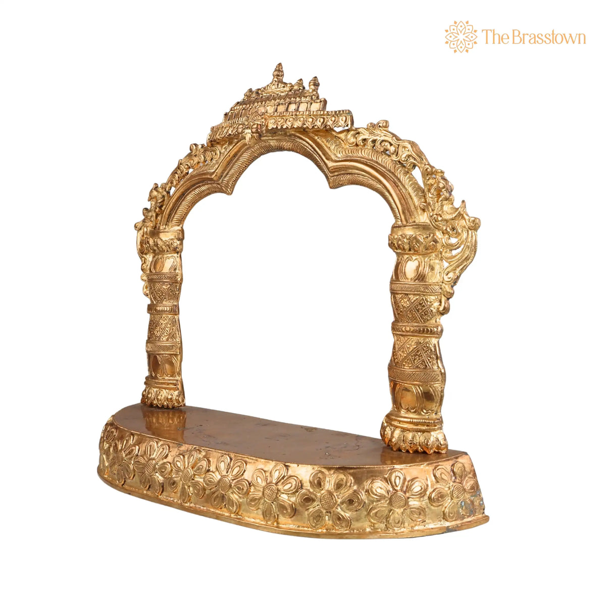 Panchaloha Bronze Mandapam with Prabhavali – Handmade Pooja Chowki, Singhasan Peetha, God Idol Pedestal 15 Inch 3