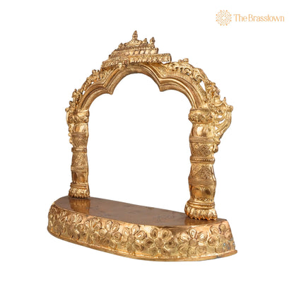Panchaloha Bronze Mandapam with Prabhavali – Handmade Pooja Chowki, Singhasan Peetha, God Idol Pedestal 15 Inch 3