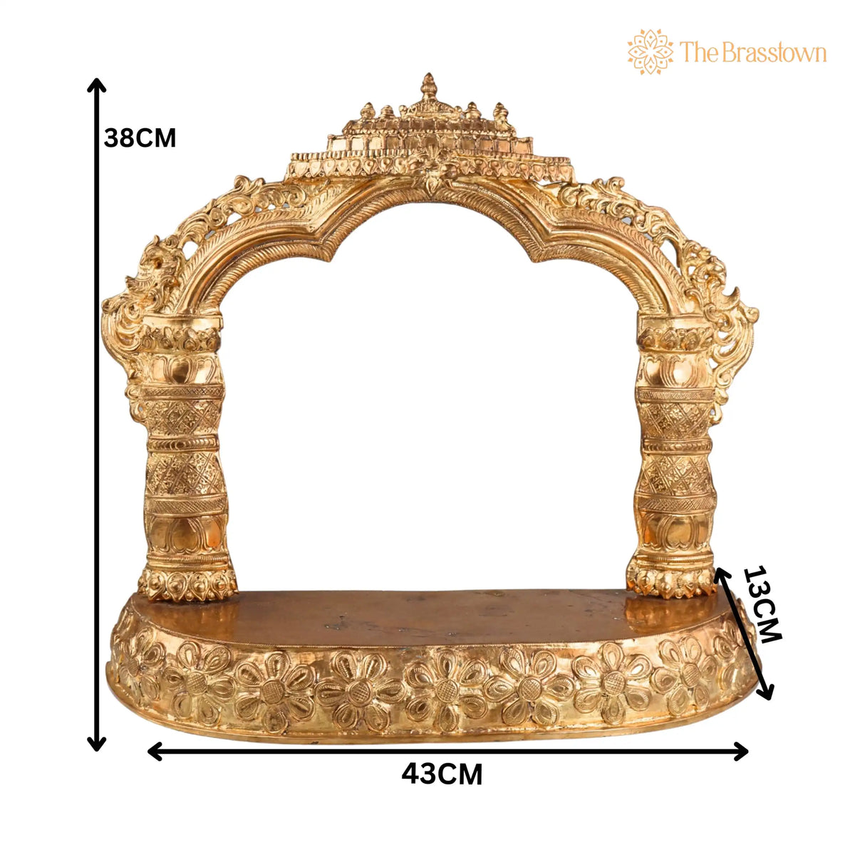 Panchaloha Bronze Mandapam with Prabhavali – Handmade Pooja Chowki, Singhasan Peetha, God Idol Pedestal 15 Inch 5