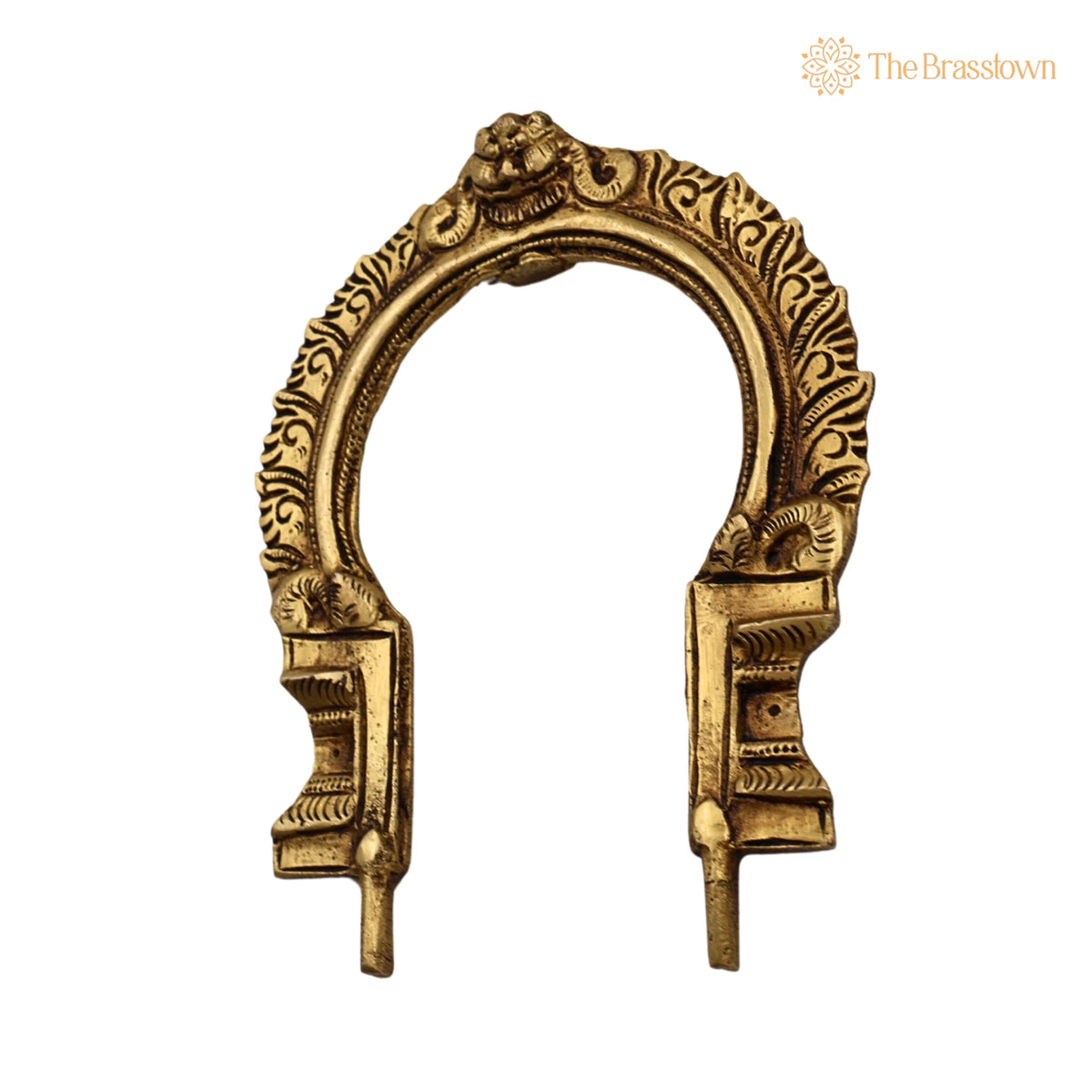 Brass Prabhavali Frame Arch Wall Hanging – Handcrafted Prabhawali for Deity, Temple Home Décor, Brass Backplate for Idol, Prabhaval Prabhawal 6 Inch 3