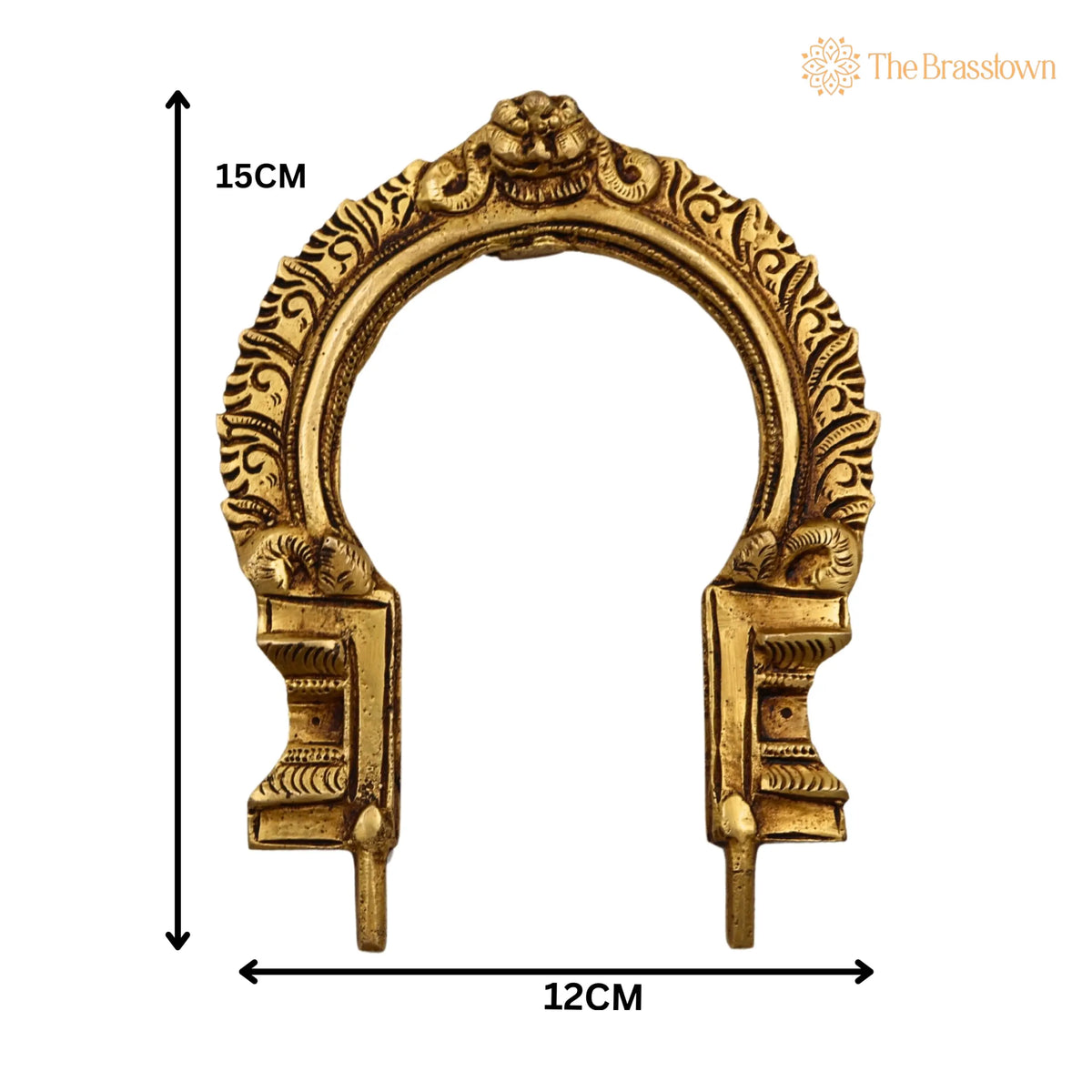 Brass Prabhavali Frame Arch Wall Hanging – Handcrafted Prabhawali for Deity, Temple Home Décor, Brass Backplate for Idol, Prabhaval Prabhawal 6 Inch 5