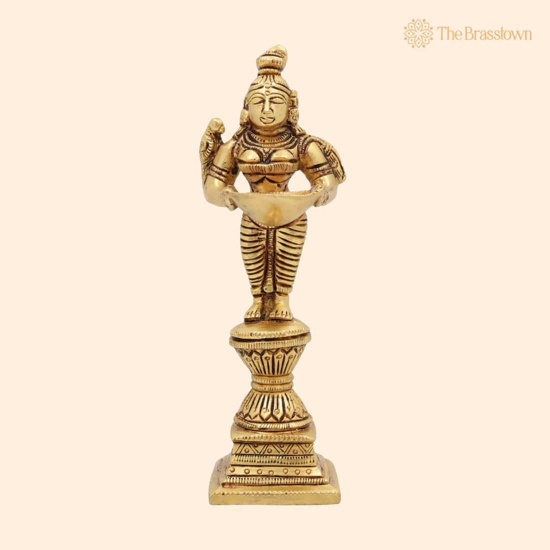 Brass Deepalakshmi Diya Lady – Handcrafted Deepa Lakshmi Idol, Vilakku Lakshmi Statue, Kuthu Vilakku Deepam Lady 7 Inch 1