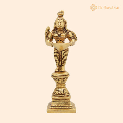 Brass Deepalakshmi Diya Lady – Handcrafted Deepa Lakshmi Idol, Vilakku Lakshmi Statue, Kuthu Vilakku Deepam Lady 7 Inch 1