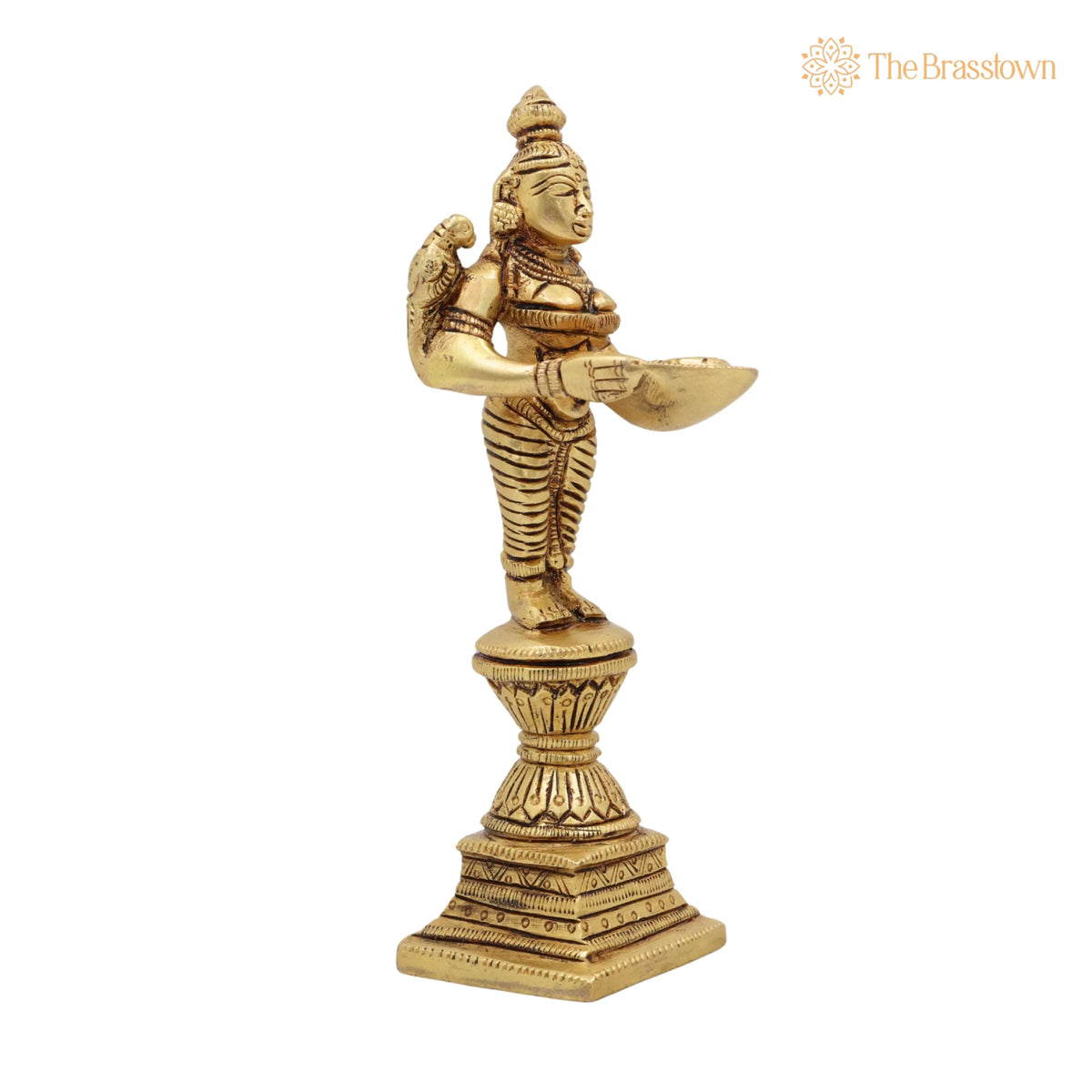 Brass Deepalakshmi Diya Lady – Handcrafted Deepa Lakshmi Idol, Vilakku Lakshmi Statue, Kuthu Vilakku Deepam Lady 7 Inch 2