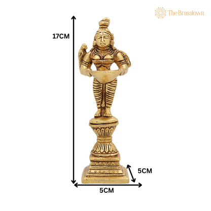 Brass Deepalakshmi Diya Lady – Handcrafted Deepa Lakshmi Idol, Vilakku Lakshmi Statue, Kuthu Vilakku Deepam Lady 7 Inch 5