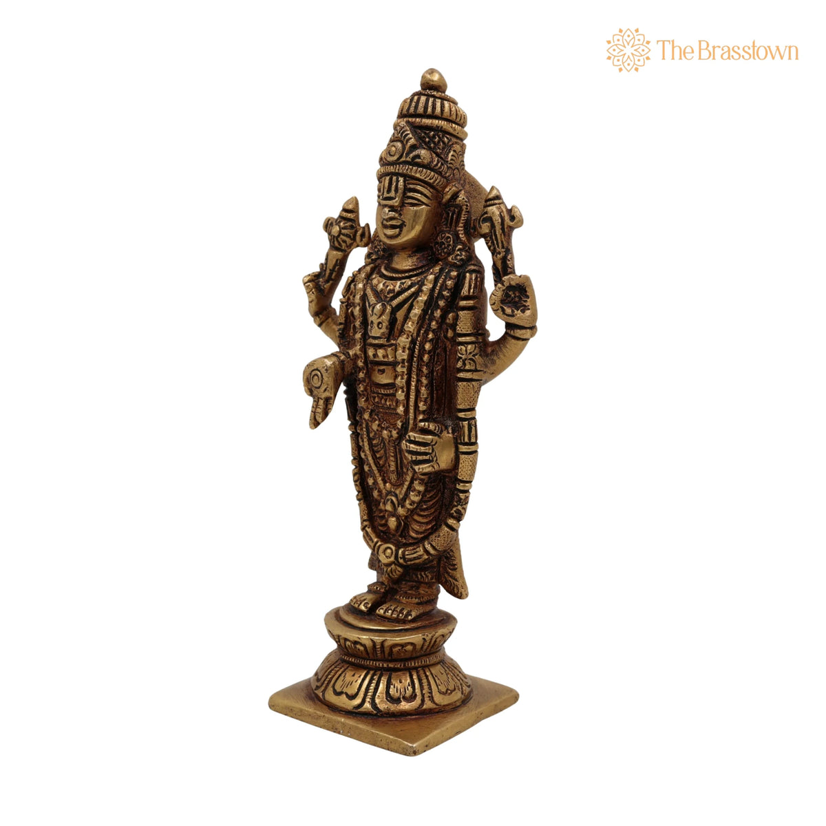 Brass Balaji Venkateswara Idol – Handcrafted Narayana Srinivasa Murti, Pooja, Home Décor &amp; Spiritual Gift Sculpture 6.5 Inch 3