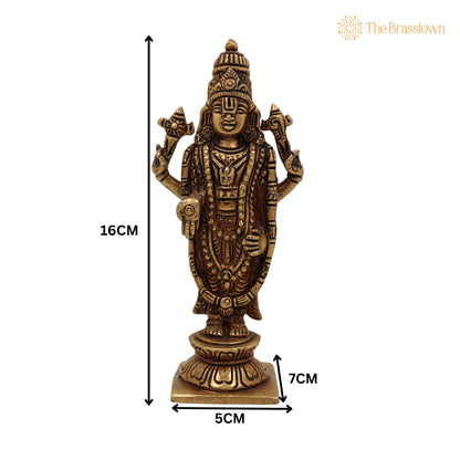 Brass Balaji Venkateswara Idol – Handcrafted Narayana Srinivasa Murti, Pooja, Home Décor &amp; Spiritual Gift Sculpture 6.5 Inch 5